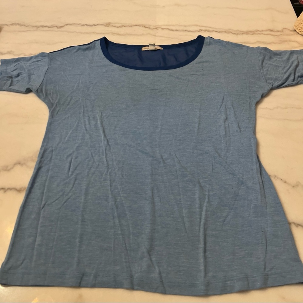 Gap Maternity Short Sleeve Tshirt Top Blue Mesh Trim Casual Size XS